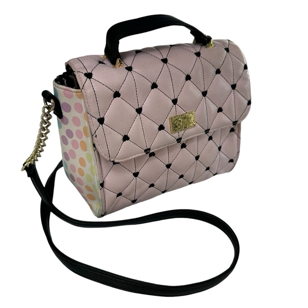 Betsey Johnson Pink Quilted Crossbody Satchel Handbag Y2K